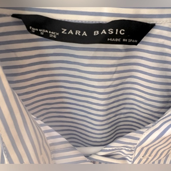Zara Women's Pint Striped blue & white Button Down Long Sleeve Shirt. Size S - Picture 4 of 5